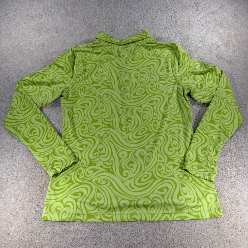 Athleta Womens XL Lime Green Swirl 1/4 Zip Pullover Athleisure Thumbholes - Picture 2 of 12